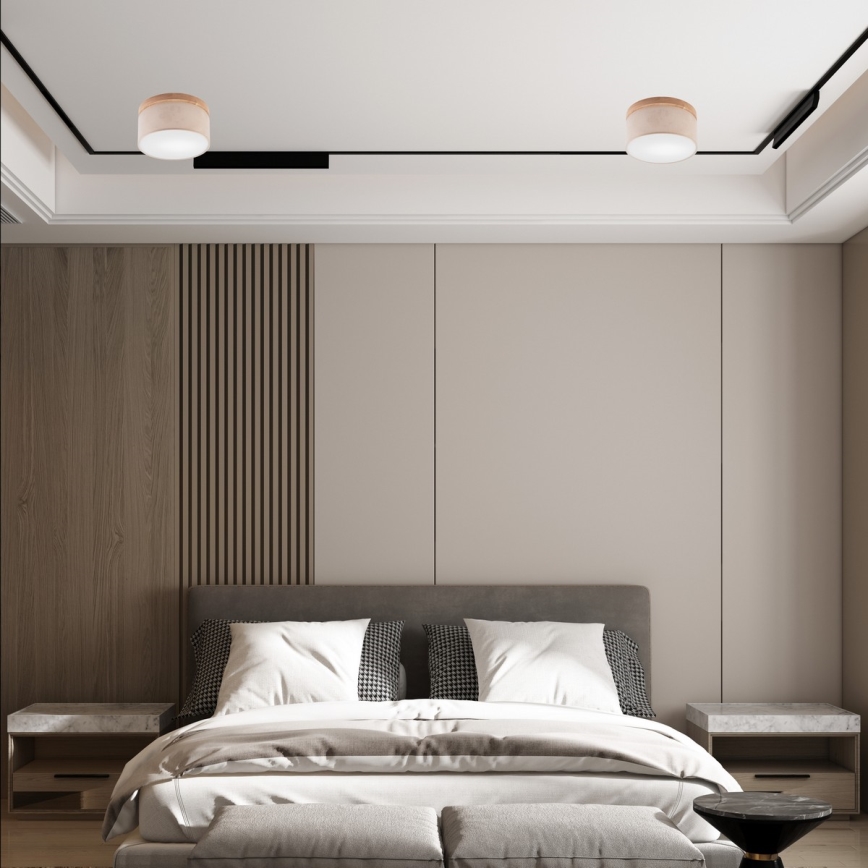 Brilagi - Luminária de Teto LED BELLADONNA 1xE27/15W/230V diâmetro 30 cm bege/carvalho