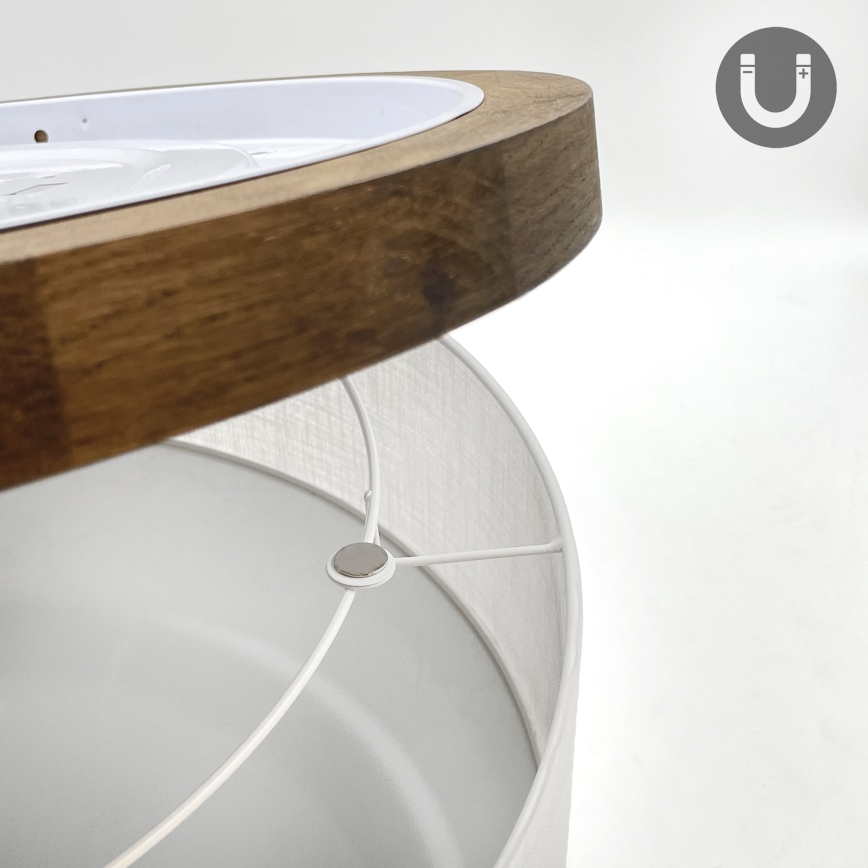 Brilagi - Luminária de Teto LED BELLADONNA 2xE27/15W/230V diâmetro 40 cm branco/carvalho nogueira