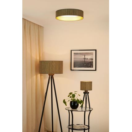 Brilagi - Plafon LED BOSTON ROLLER LED/24W/230V diâmetro 45 cm palha castanho/dourado