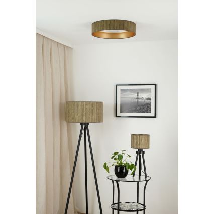 Brilagi - Plafon LED BOSTON ROLLER LED/24W/230V diâmetro 45 cm palha castanho/dourado