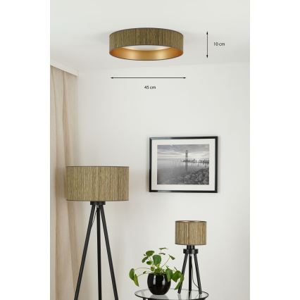 Brilagi - Plafon LED BOSTON ROLLER LED/24W/230V diâmetro 45 cm palha castanho/dourado