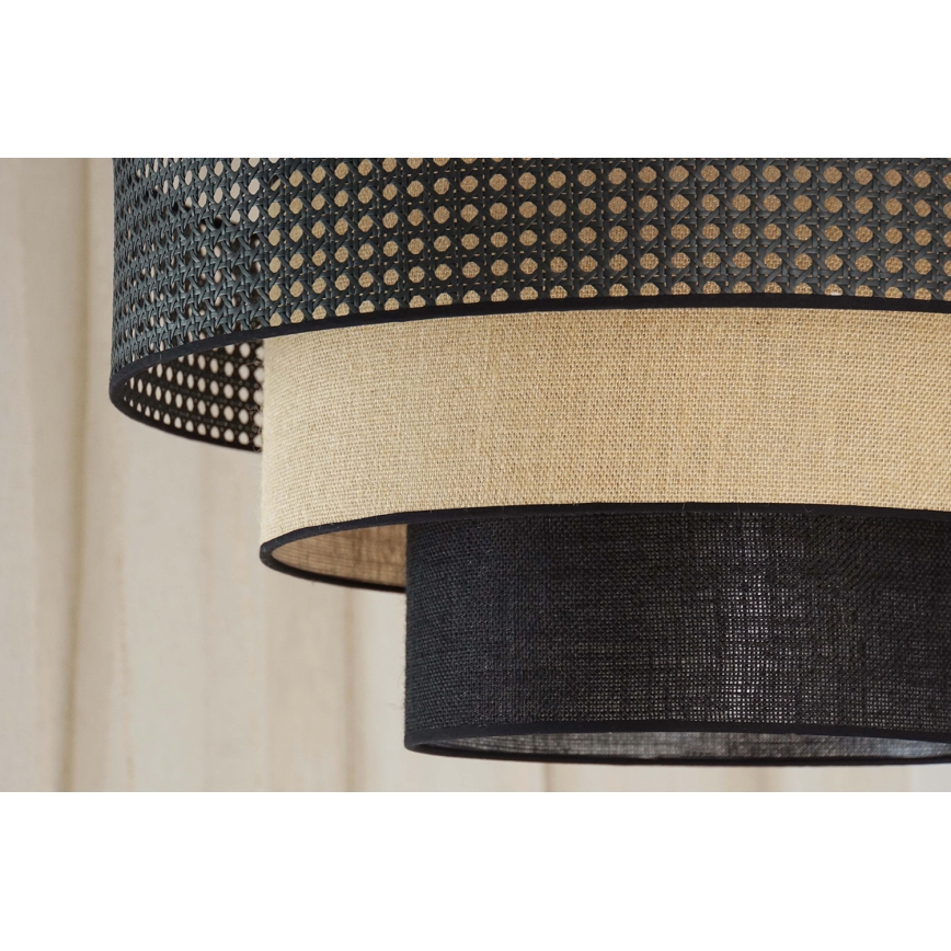 Brilagi - Plafon LED DAKOTA LUNETA LED/12W/230V diâmetro 60 cm 3000K/4000K/6400K preto/ráfia