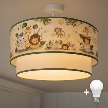 Brilagi-LED Plafon de sobrepor infantil BOBO 1xE27/60W/230V pr.40 cm creme/verde/selva