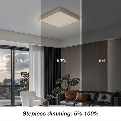 BRILAGI - Candeeiro de tecto LED dimerizável POOL SQUARE LED/36W/230V 3000-6000K 40x40 cm bege + comando remoto