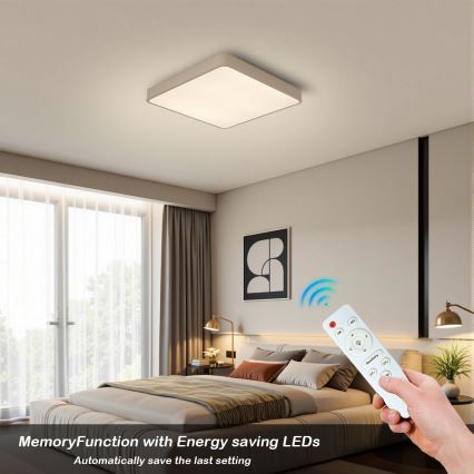 BRILAGI - Candeeiro de tecto LED dimerizável POOL SQUARE LED/36W/230V 3000-6000K 40x40 cm bege + comando remoto