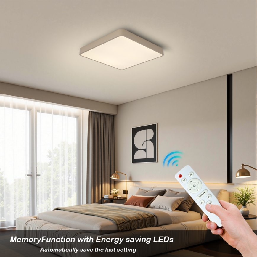 BRILAGI - Candeeiro de tecto LED dimerizável POOL SQUARE LED/36W/230V 3000-6000K 40x40 cm bege + comando remoto