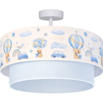 Brilagi - Plafon LED infantil BOBO 1xE27/60W/230V pr. 40 cm creme/azul/ursinhos