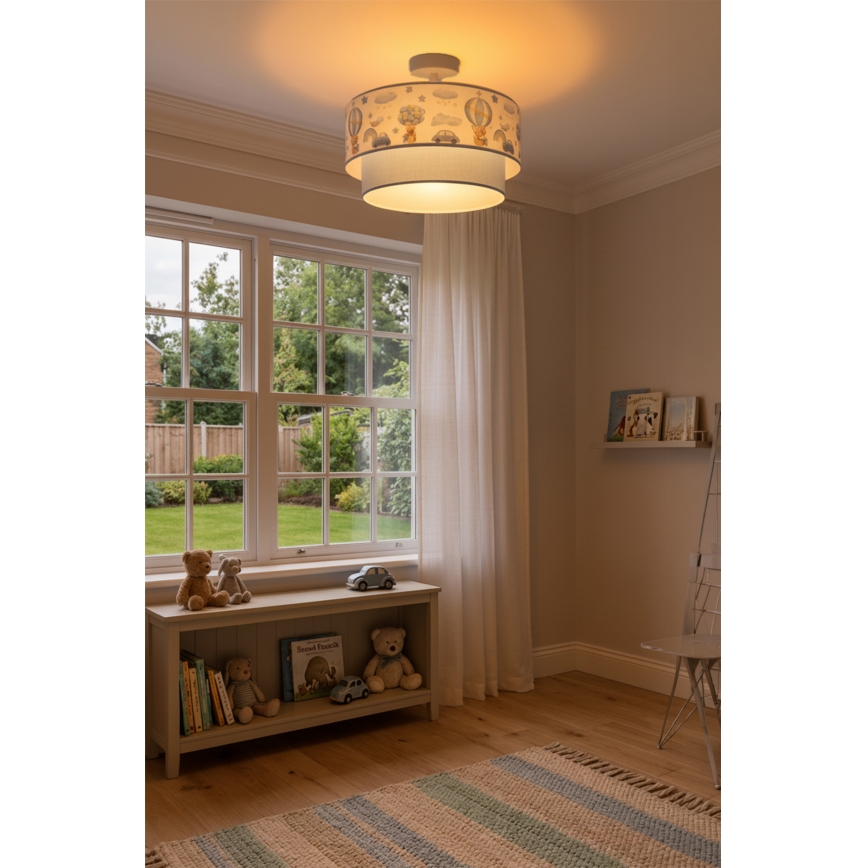 Brilagi - Plafon LED infantil BOBO 1xE27/60W/230V pr. 40 cm creme/azul/ursinhos