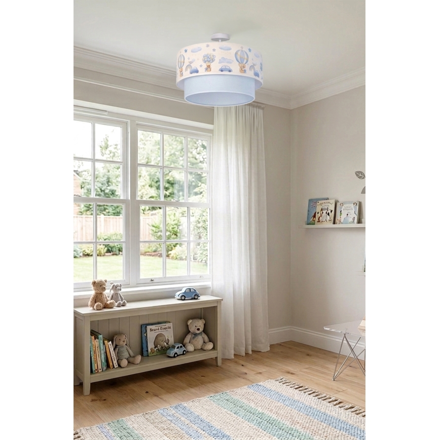 Brilagi - Plafon LED infantil BOBO 1xE27/60W/230V pr. 40 cm creme/azul/ursinhos