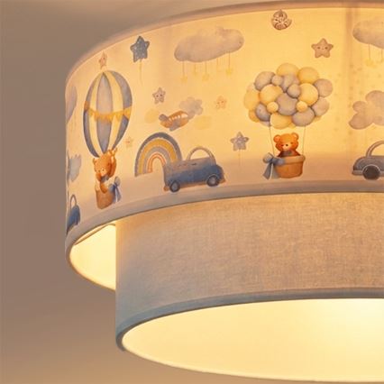 Brilagi - Plafon LED infantil BOBO 1xE27/60W/230V pr. 40 cm creme/azul/ursinhos