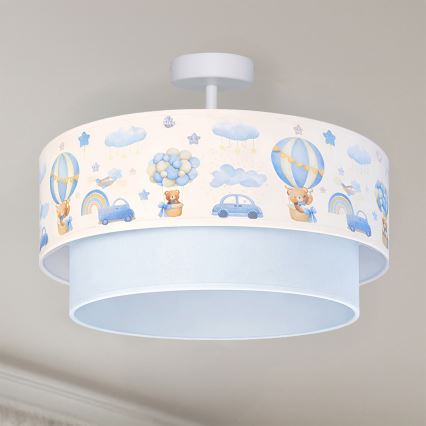 Brilagi - Plafon LED infantil BOBO 1xE27/60W/230V pr. 40 cm creme/azul/ursinhos