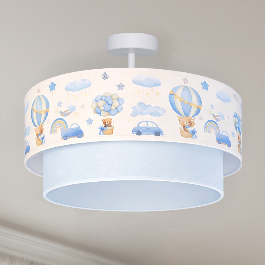 Brilagi - Plafon LED infantil BOBO 1xE27/60W/230V pr. 40 cm creme/azul/ursinhos