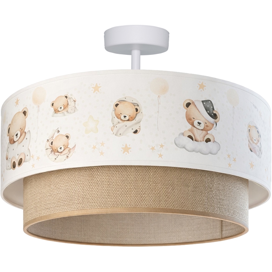 Brilagi - Plafon infantil de LED BOBO 1xE27/60W/230V diâmetro 40 cm branco/bege/ursinhos