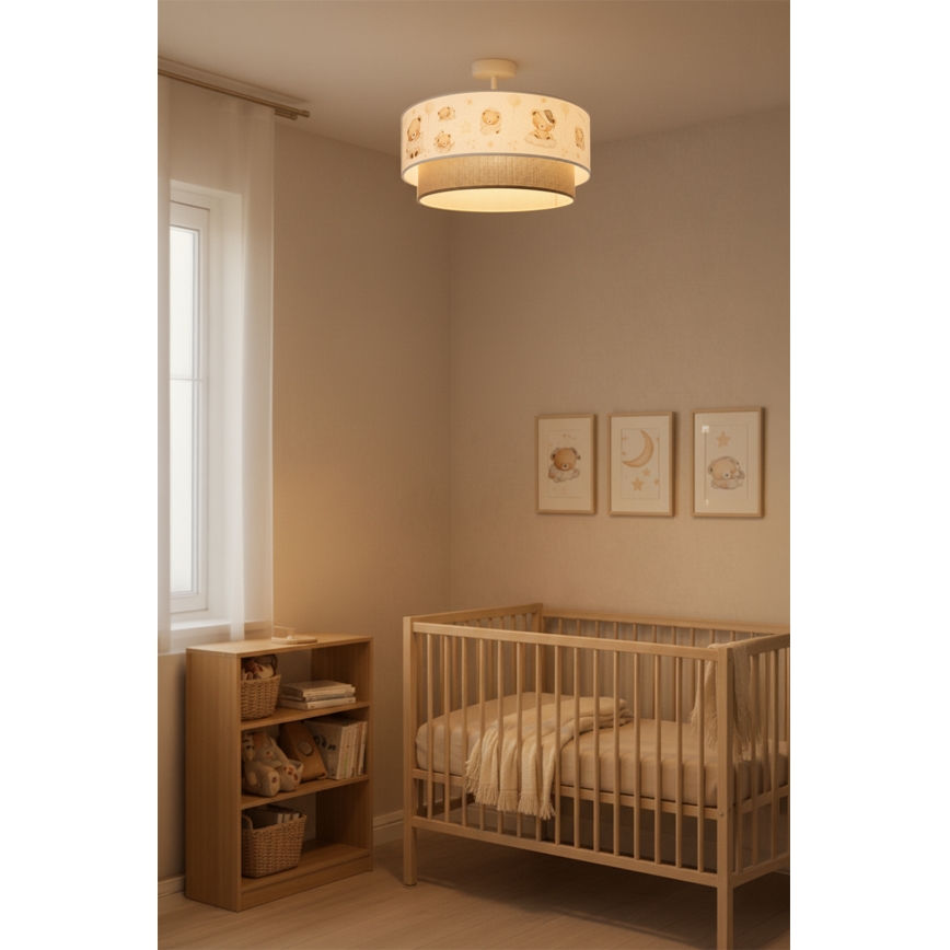 Brilagi - Plafon infantil de LED BOBO 1xE27/60W/230V diâmetro 40 cm branco/bege/ursinhos