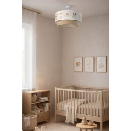 Brilagi - Plafon infantil de LED BOBO 1xE27/60W/230V diâmetro 40 cm branco/bege/ursinhos