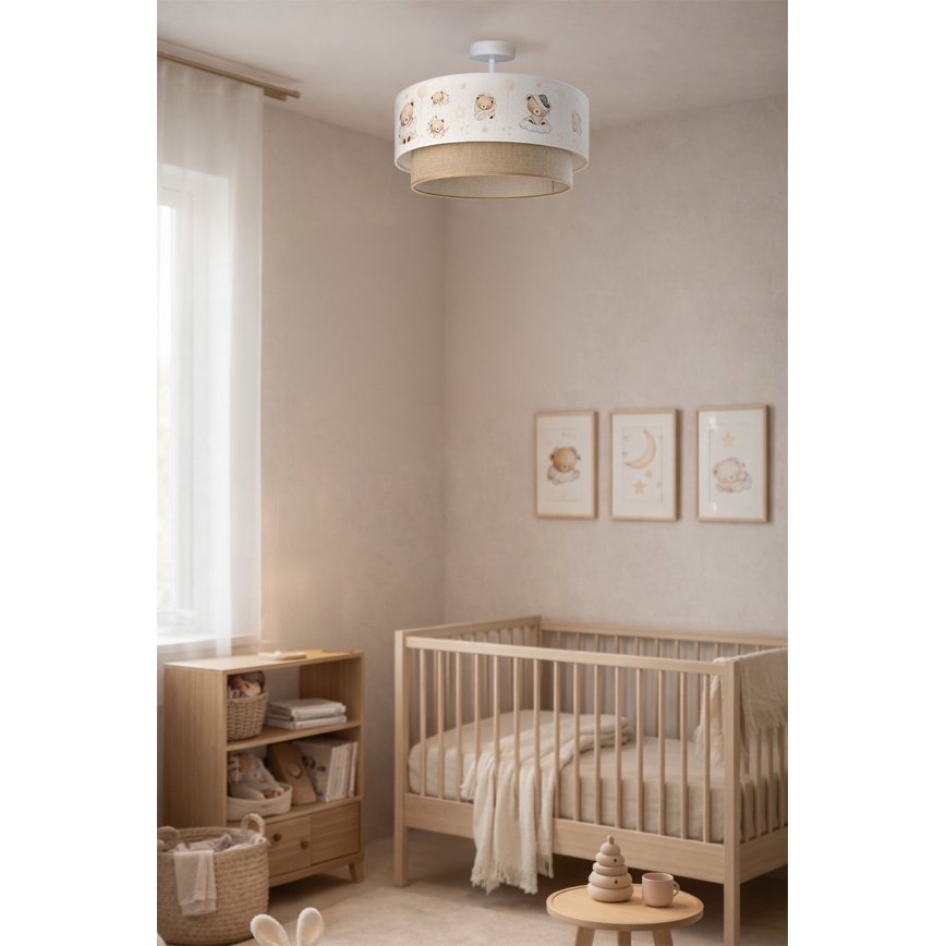 Brilagi - Plafon infantil de LED BOBO 1xE27/60W/230V diâmetro 40 cm branco/bege/ursinhos