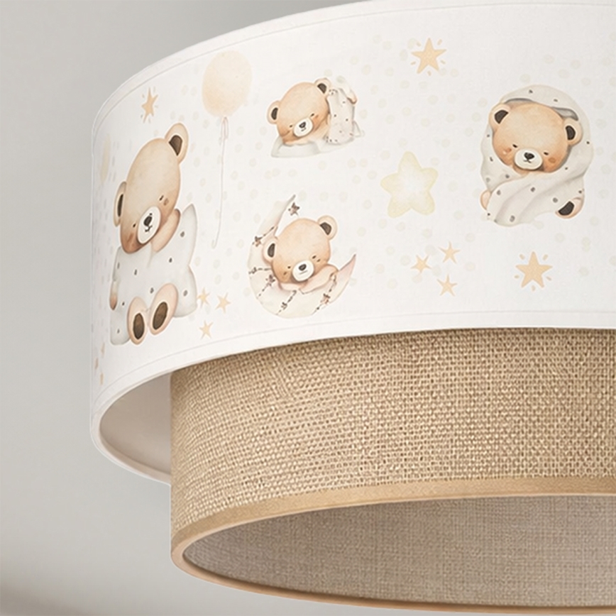 Brilagi - Plafon infantil de LED BOBO 1xE27/60W/230V diâmetro 40 cm branco/bege/ursinhos