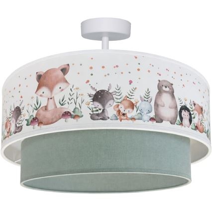 Brilagi - Candeeiro de teto LED infantil sobreposto BOBO 1xE27/60W/230V Ø 40 cm branco/verde/motivos de animais