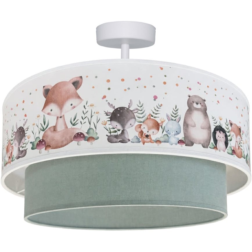 Brilagi - Candeeiro de teto LED infantil sobreposto BOBO 1xE27/60W/230V Ø 40 cm branco/verde/motivos de animais