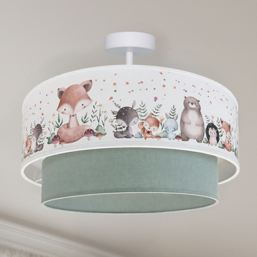 Brilagi - Candeeiro de teto LED infantil sobreposto BOBO 1xE27/60W/230V Ø 40 cm branco/verde/motivos de animais