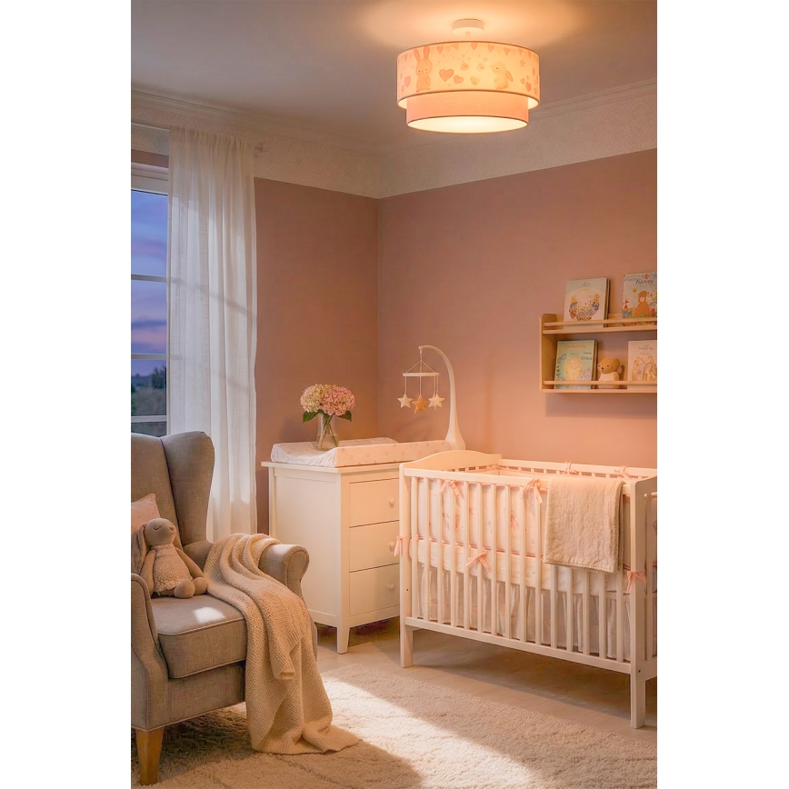 Brilagi-LED Plafon infantil BOBO 1xE27/60W/230V Ø40 cm creme/rosa/azul royal.