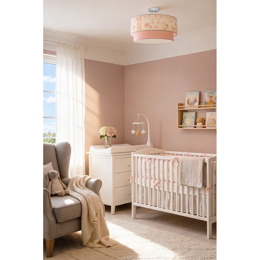 Brilagi-LED Plafon infantil BOBO 1xE27/60W/230V Ø40 cm creme/rosa/azul royal.