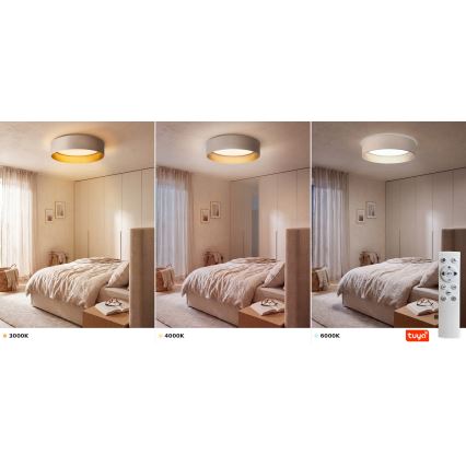 Brilagi - Candeeiro de teto LED regulável VELVET SMARTIX STARS LED/24W/230V 3000-6000K Ø 45 cm creme/dourado Wi-Fi Tuya Beacon + comando remoto