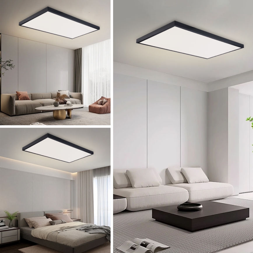 Brilagi - Candeeiro de tecto LED para casa de banho FRAME LED/96W/230V 120x60 cm 3000/4000/6000K IP44 preto