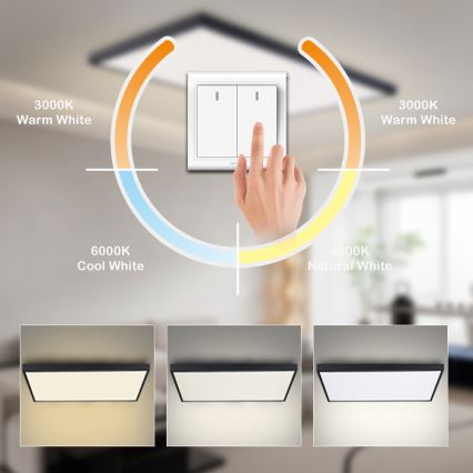 Brilagi - Candeeiro de tecto LED para casa de banho FRAME LED/96W/230V 120x60 cm 3000/4000/6000K IP44 preto