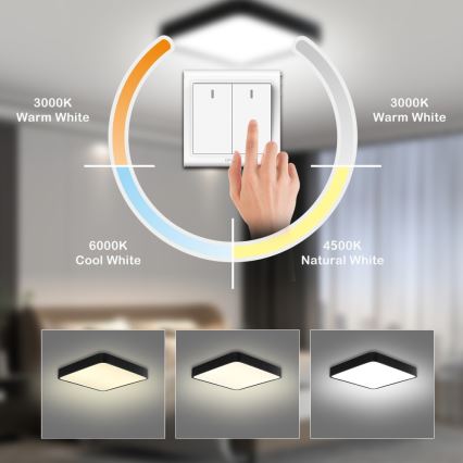Brilagi - Luminária de Teto LED POOL LED/48W/230V 3000/4500/6000K 50x50 cm preta