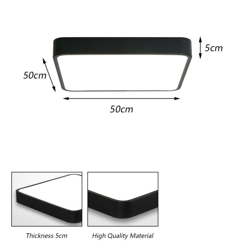 Brilagi - Luminária de Teto LED POOL LED/48W/230V 3000/4500/6000K 50x50 cm preta