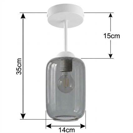 BRILAGI - Candeeiro de tecto sobreposto LED RETRO GLASS 1xE27/60W/230V Ø 14 cm branco/cinzento fumado