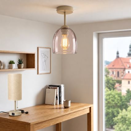 BRILAGI - LED Candeeiro de teto de sobrepor RETRO GLASS 1xE27/60W/230V Ø 17 cm bege/fumado bege