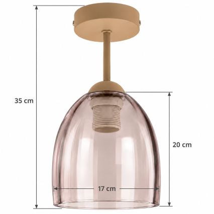 BRILAGI - LED Candeeiro de teto de sobrepor RETRO GLASS 1xE27/60W/230V Ø 17 cm bege/fumado bege