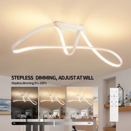 Brilagi - Lustre de teto LED dimerizável TWISTER LED/60W/230V 3000-6000K branco + controlo remoto
