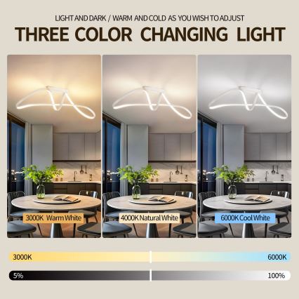 Brilagi - Lustre de teto LED dimerizável TWISTER LED/60W/230V 3000-6000K branco + controlo remoto