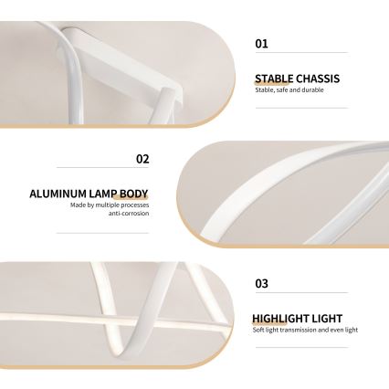 Brilagi - Lustre de teto LED dimerizável TWISTER LED/60W/230V 3000-6000K branco + controlo remoto