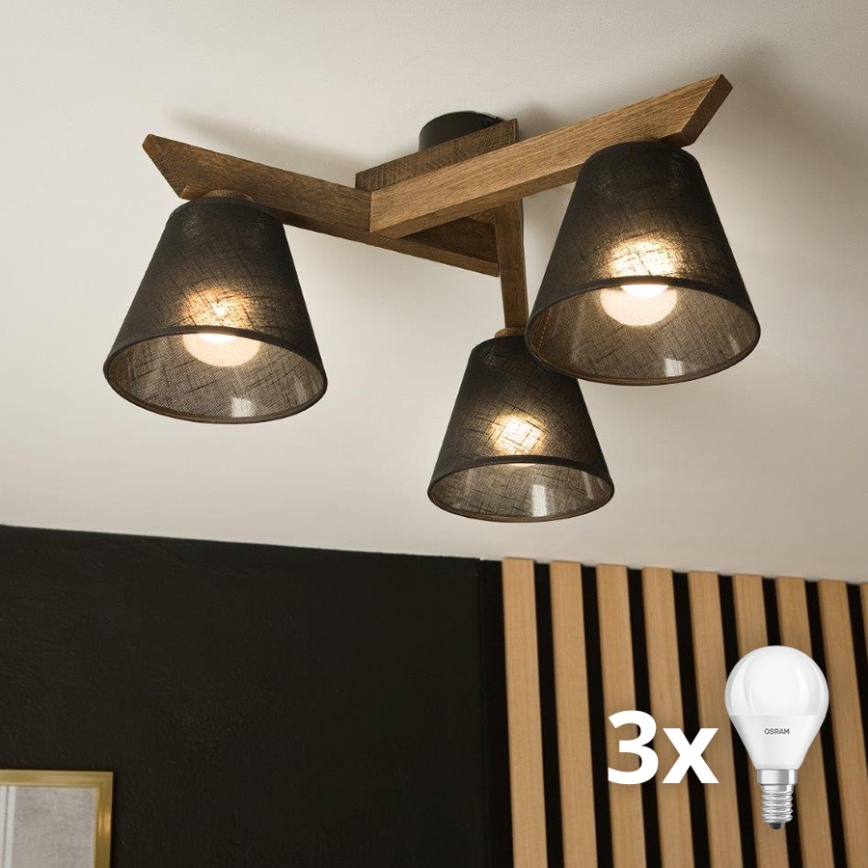 Brilagi - LED Plafonier ANTHONY 3xE14/40W/230V carvalho nogueira/preto