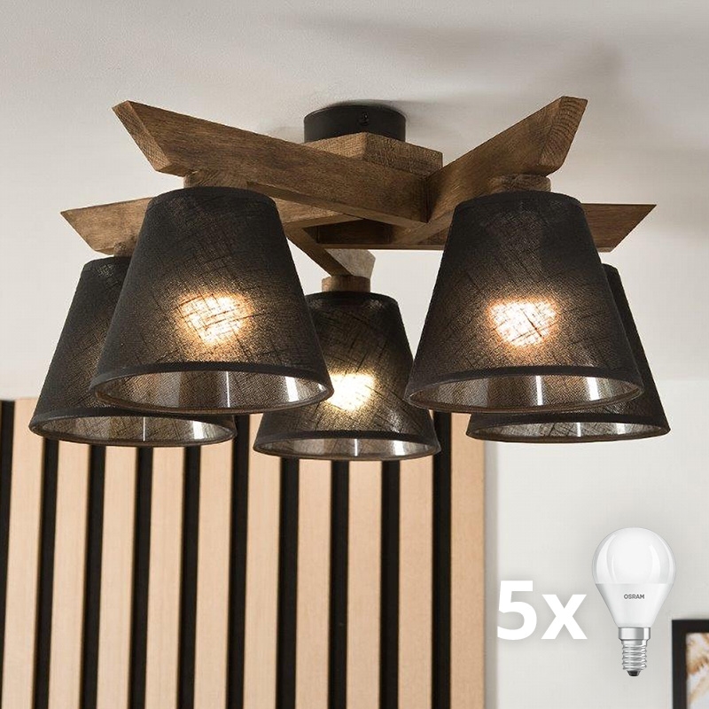 Brilagi - LED Plafonier ANTHONY 5xE14/40W/230V carvalho nogueira/preto