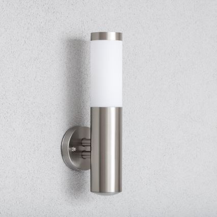BRILAGI - Aplique de parede exterior LED regulável ELIA 1xE27/6W/230V 2700-6500K IP44 Wi-Fi cromado fosco