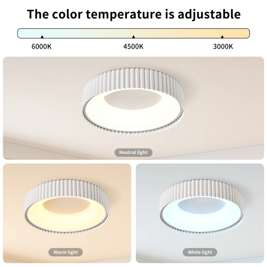 BRILAGI - LED regulável, luminária de teto FALCON MODERN LED/30W/230V 3000-6000K Ø 40 cm branca + controlo remoto