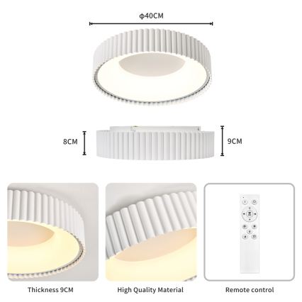 BRILAGI - LED regulável, luminária de teto FALCON MODERN LED/30W/230V 3000-6000K Ø 40 cm branca + controlo remoto