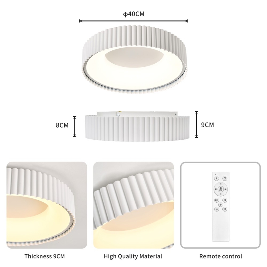 BRILAGI - LED regulável, luminária de teto FALCON MODERN LED/30W/230V 3000-6000K Ø 40 cm branca + controlo remoto