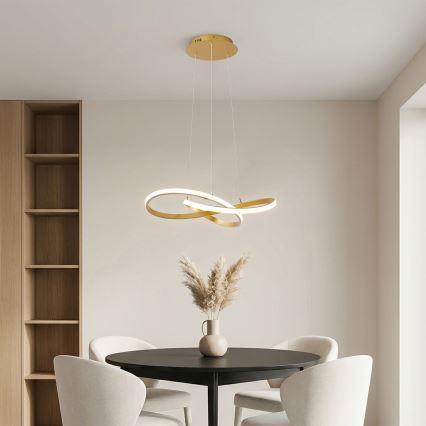 Brilagi - Lustre LED dimerizável suspenso por cabo INFINITY LED/55W/230V 3000-6000K 50x50 cm dourado + controlo remoto