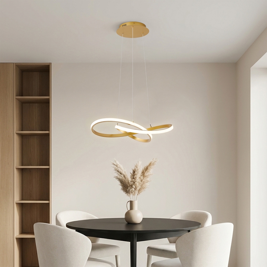 Brilagi - Lustre LED dimerizável suspenso por cabo INFINITY LED/55W/230V 3000-6000K 50x50 cm dourado + controlo remoto