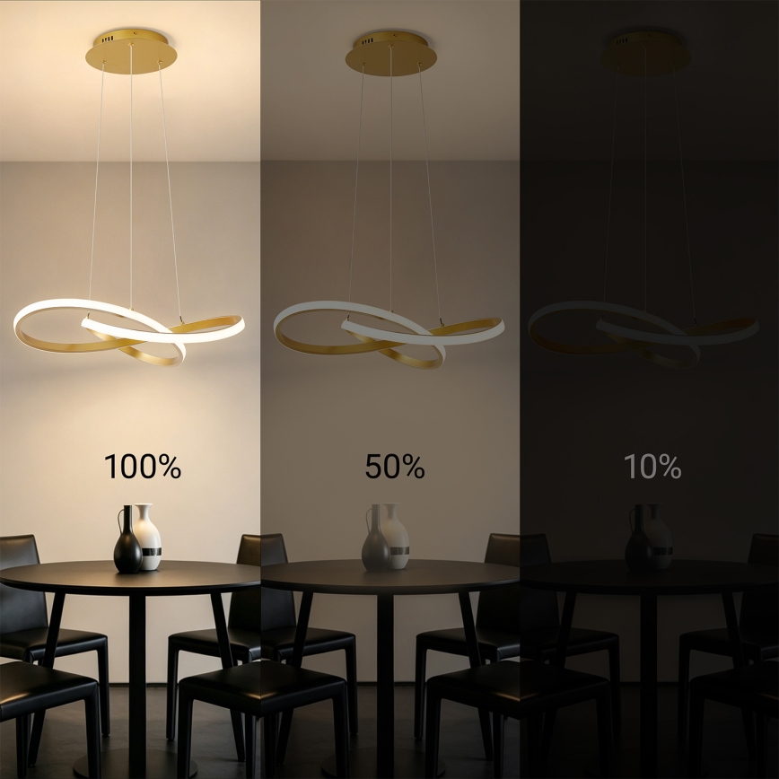 Brilagi - Lustre LED dimerizável suspenso por cabo INFINITY LED/55W/230V 3000-6000K 50x50 cm dourado + controlo remoto