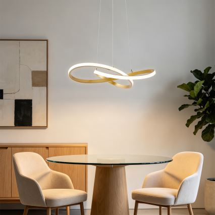 Brilagi - Lustre LED dimerizável suspenso por cabo INFINITY LED/55W/230V 3000-6000K 50x50 cm dourado + controlo remoto