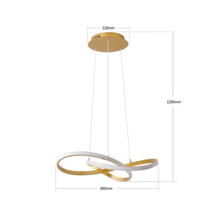 Brilagi - Lustre LED dimerizável suspenso por cabo INFINITY LED/55W/230V 3000-6000K 50x50 cm dourado + controlo remoto