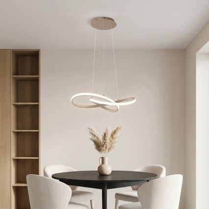 Brilagi - Lustre LED dimerizável suspenso por cabo INFINITY LED/55W/230V 3000-6000K 50x50 cm bege + comando remoto