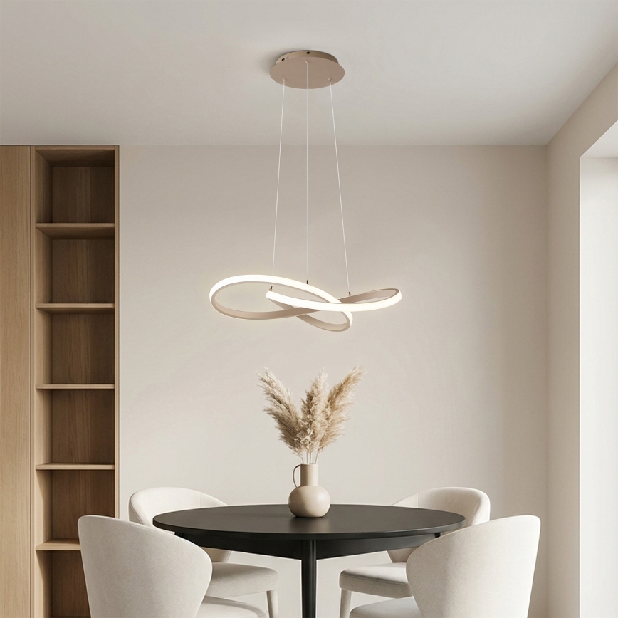 Brilagi - Lustre LED dimerizável suspenso por cabo INFINITY LED/55W/230V 3000-6000K 50x50 cm bege + comando remoto